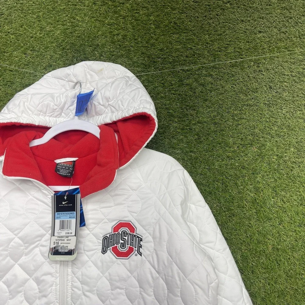 Ohio State Buckeyes Jacket Womens Medium White NCAA Football Nike Therma Fit